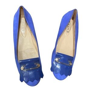 Tod’s / Leather Loafers Pin suede blue cobalt Application 39.5 9.5